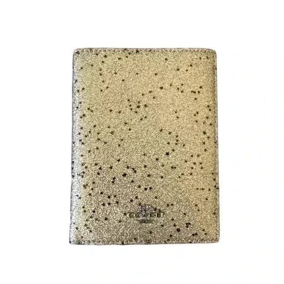 NWOT Coach STAR GOLD GLITTER TRAVEL PASSPORT HOLDER CASE - Picture 1 of 4